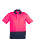 Unisex Hi Vis Basic Short Sleeve Polo - Pink/Navy