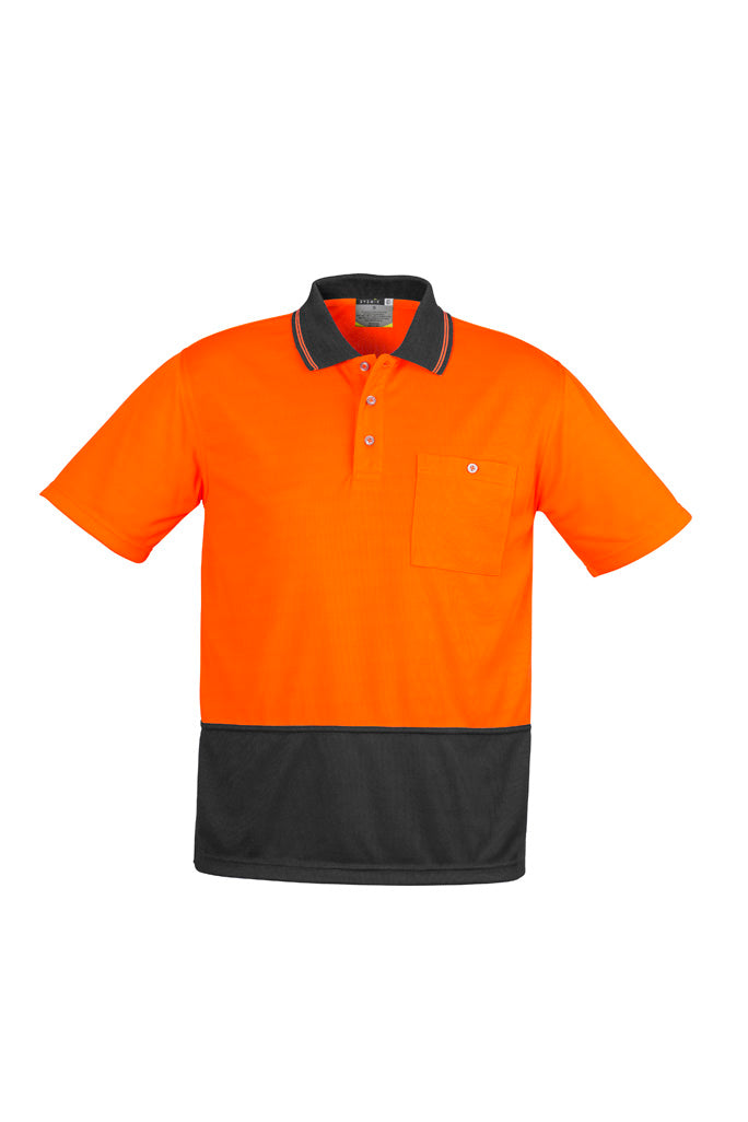 Unisex Hi Vis Basic Short Sleeve Polo - Orange/Charcoal