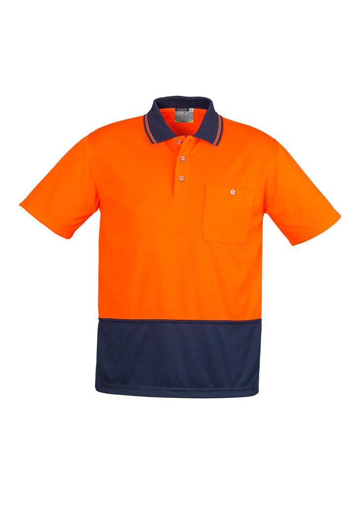 Unisex Hi Vis Basic Short Sleeve Polo - Orange/Navy