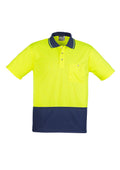 Unisex Hi Vis Basic Short Sleeve Polo - Yellow/Navy