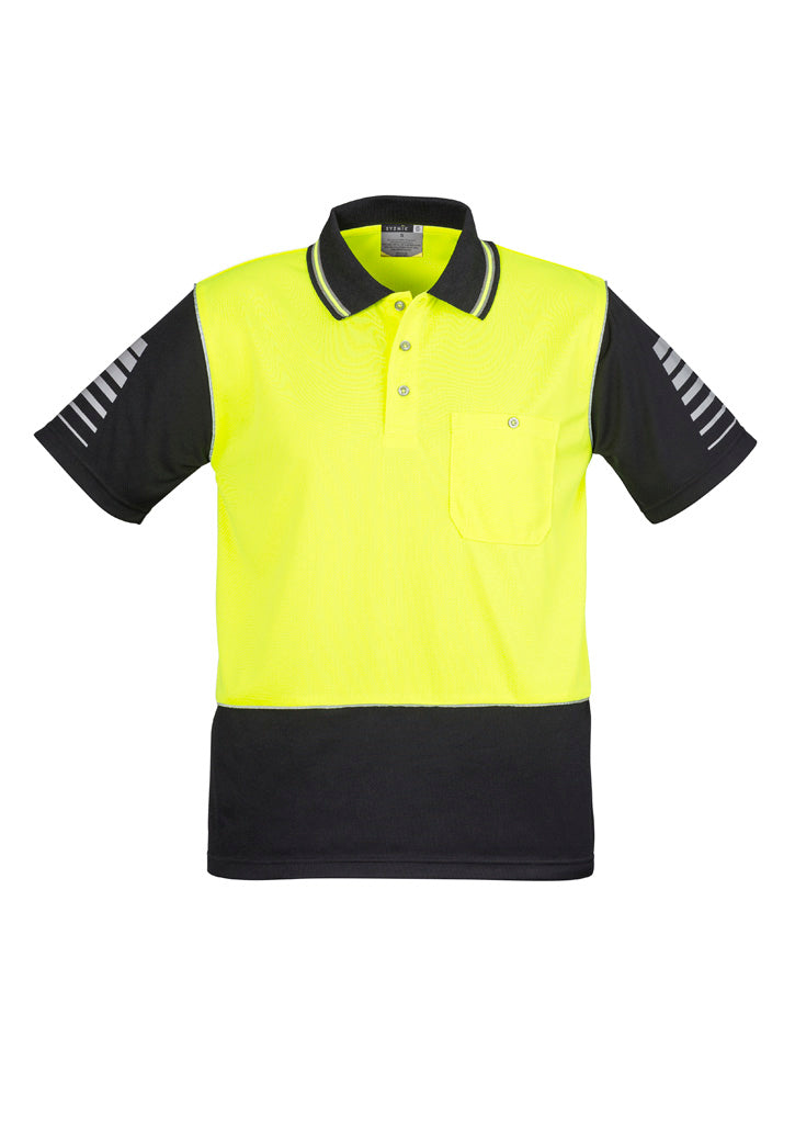 Mens Hi Vis Zone Short Sleeve Polo - Yellow/Black