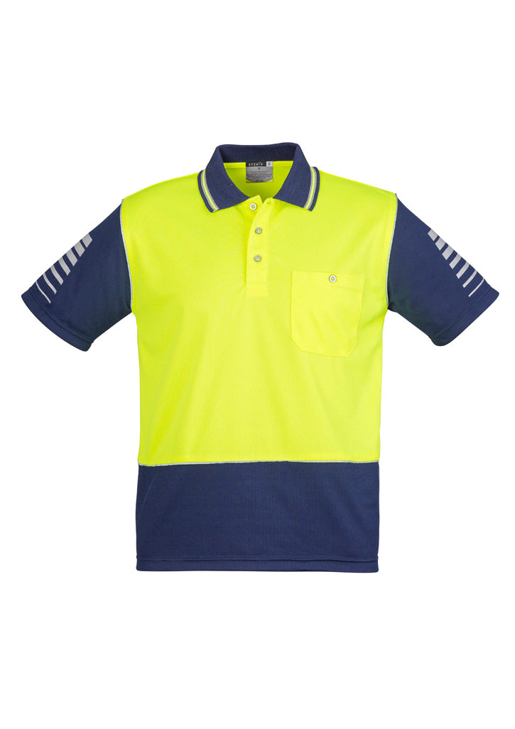Mens Hi Vis Zone Short Sleeve Polo - Yellow/Navy