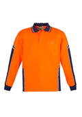 Mens Hi Vis Squad Long Sleeve Polo - Orange/Navy
