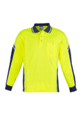 Mens Hi Vis Squad Long Sleeve Polo - Yellow/Navy