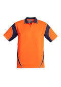 Mens Hi Vis Aztec Short Sleeve Polo - Orange/Navy