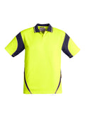 Mens Hi Vis Aztec Short Sleeve Polo - Yellow/Navy