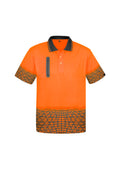 Mens Hi Vis Tracks Short Sleeve Polo - Orange/Charcoal