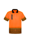 Mens Hi Vis Tracks Short Sleeve Polo - Orange/Navy