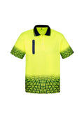Mens Hi Vis Tracks Short Sleeve Polo - Yellow/Navy