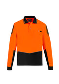 Mens Hi Vis Flux Long Sleeve Polo - Orange/Black