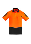Mens Hi Vis Flux Short Sleeve Polo - Orange/Black