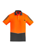 Mens Hi Vis Flux Short Sleeve Polo - Orange/Charcoal