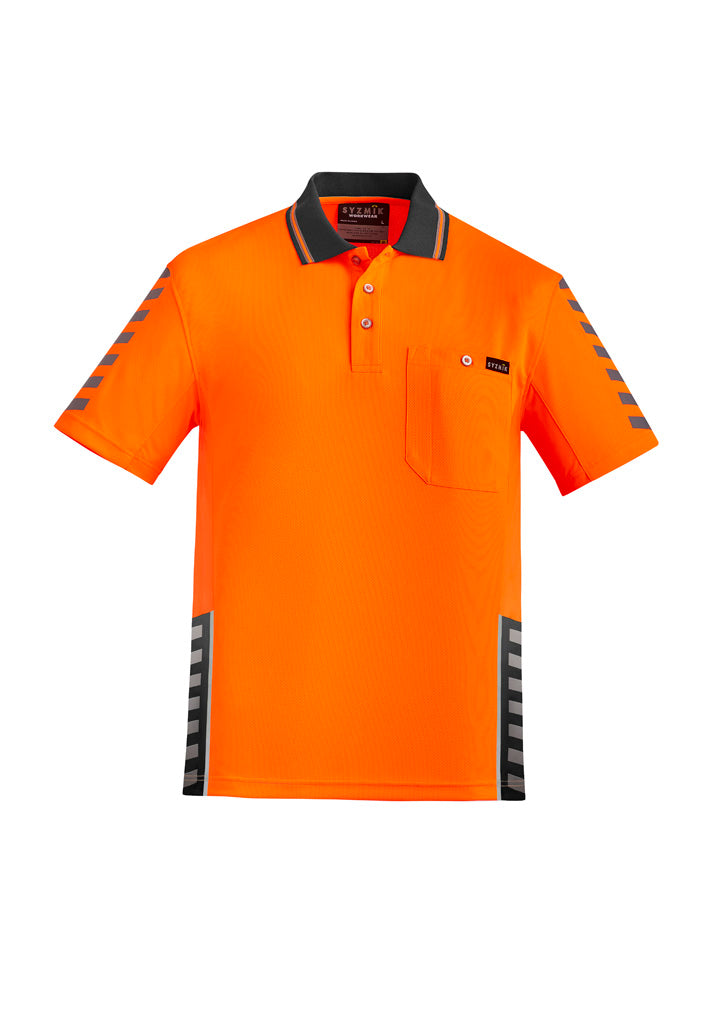 Mens Hi Vis Komodo Short Sleeve Polo - Orange/Charcoal