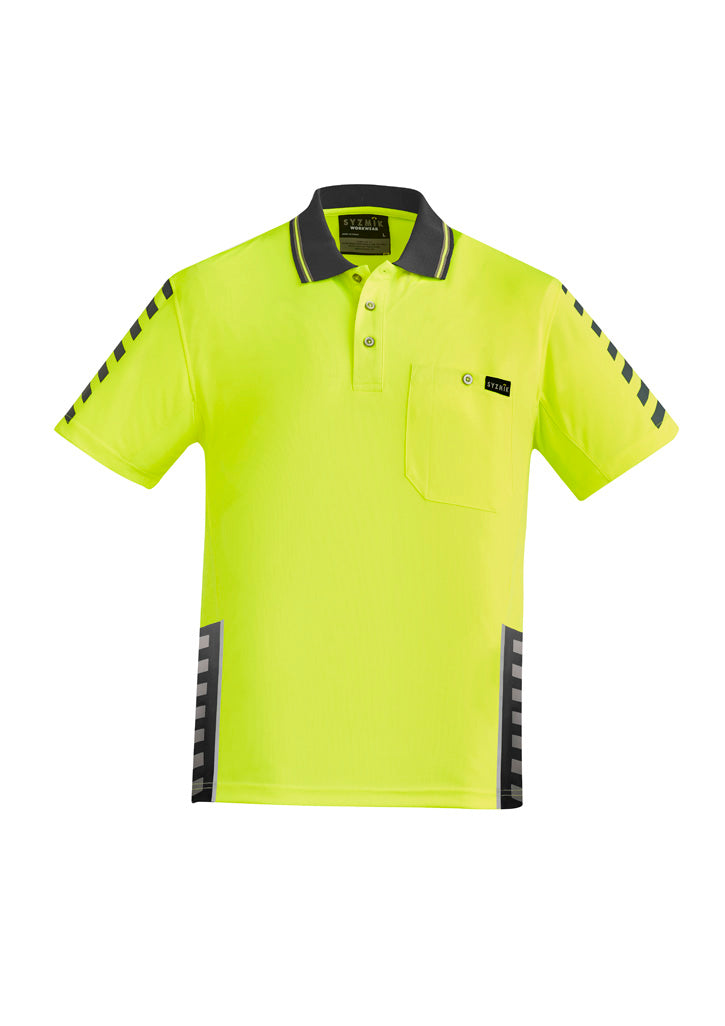 Mens Hi Vis Komodo Short Sleeve Polo - Yellow/Charcoal