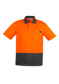 Mens Hi Vis Comfort Back Short Sleeve Polo - Orange/Charcoal