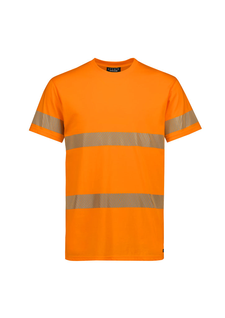 Mens Hi Vis Segmented Tape Cotton Tee - Orange