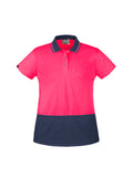 Womens Hi Vis Basic Short Sleeve Polo - Pink/Navy