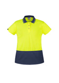 Womens Hi Vis Basic Short Sleeve Polo - Yellow/Navy