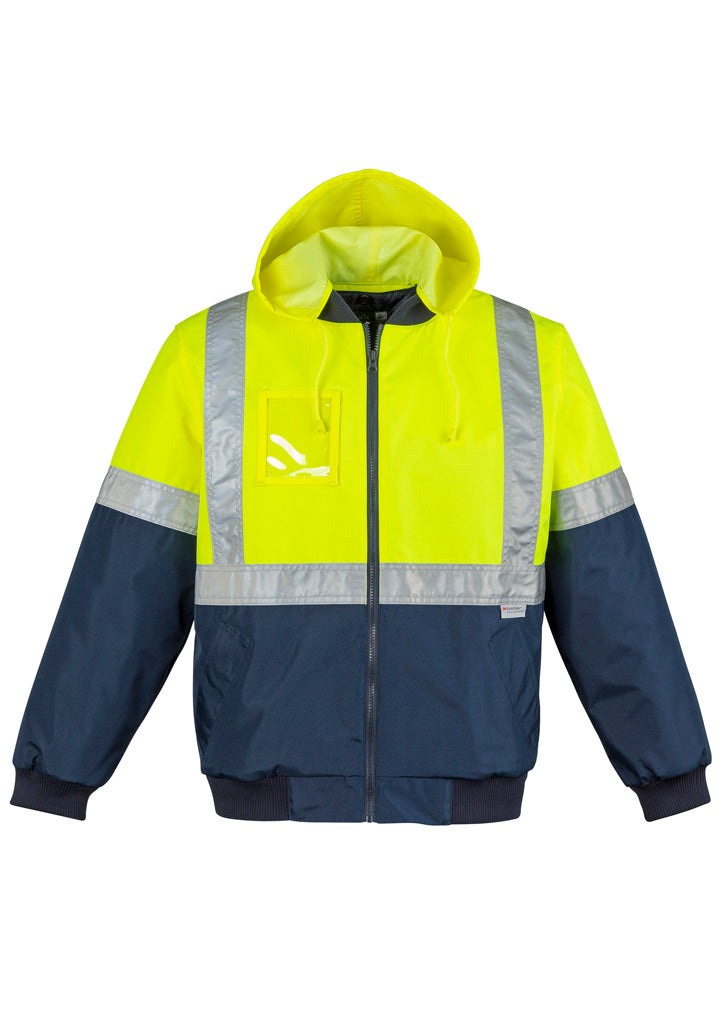 Mens Hi Vis Quilted Flying Jacket - Yellow/Navy