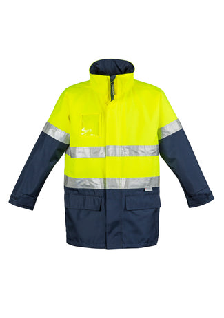Mens Hi Vis Waterproof Lightweight Jacket - Yellow/Navy