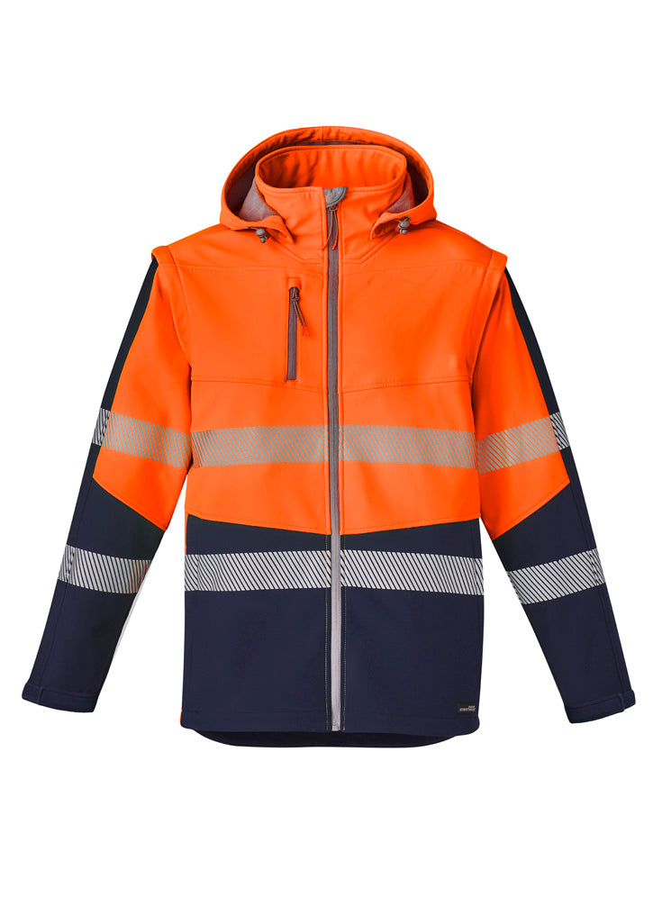 Unisex Streetworx 2 In 1 Stretch Softshell Jacket - Orange/Navy