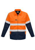 Mens Hi Vis Cotton Drill Jacket - Orange/Navy