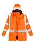 Mens Hi Vis X Back 4 In 1 Waterproof Jacket - Orange/Navy