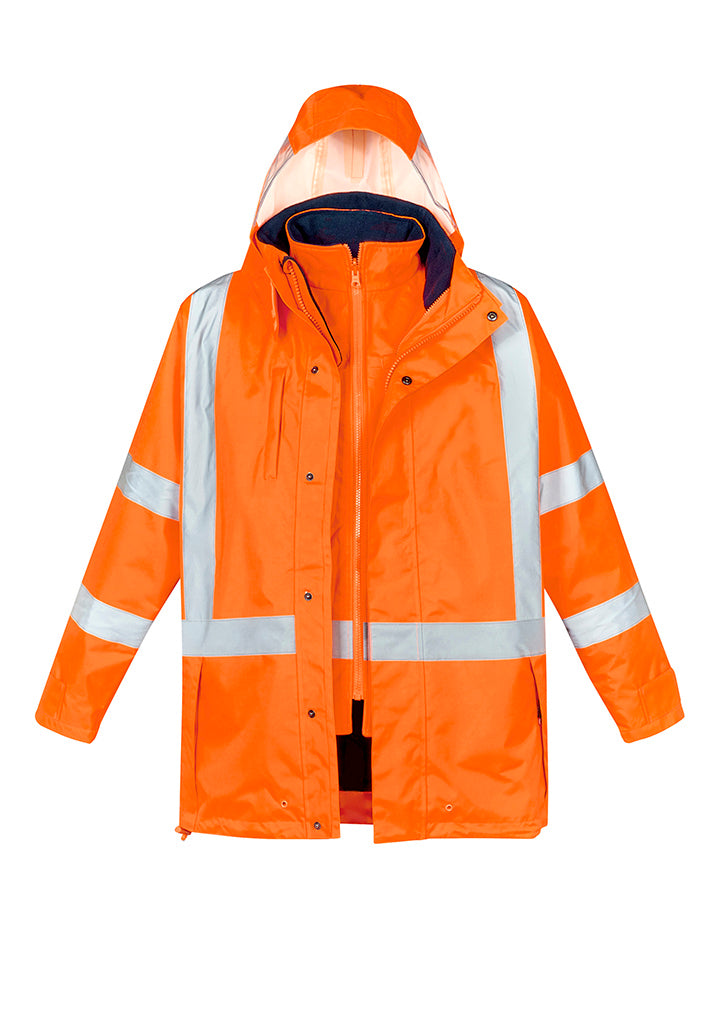 Mens Hi Vis X Back 4 In 1 Waterproof Jacket - Orange/Navy