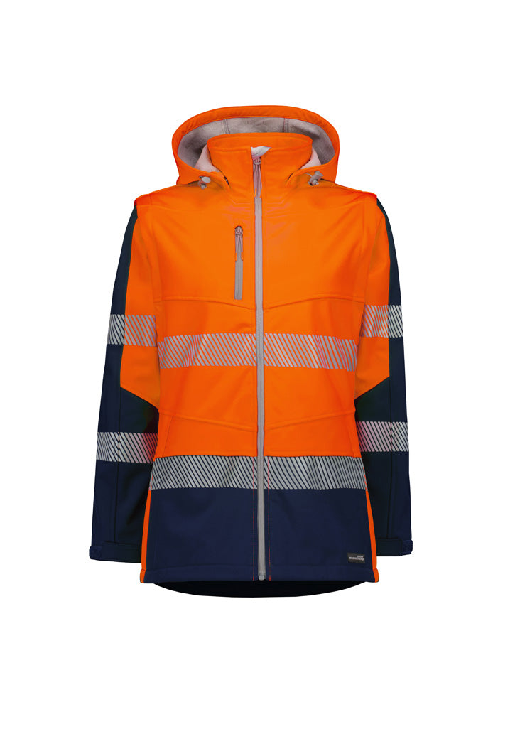 Womens Streetworx 2 In 1 Stretch Softshell Jacket - Orange/Navy