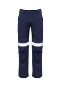Mens Orange Flame Traditional Style Taped Work Pant - Navy