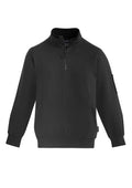 Unisex 1/4 Zip Brushed Fleece Pullover - Charcoal/Black