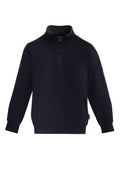 Unisex 1/4 Zip Brushed Fleece Pullover - Navy/Charcoal