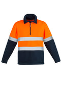 Unisex Hi Vis Polar Fleece Pullover - Hoop Taped - Orange/Navy