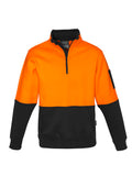 Unisex Hi Vis 1/2 Zip Pullover - Orange/Black
