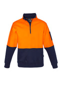 Unisex Hi Vis 1/2 Zip Pullover - Orange/Navy