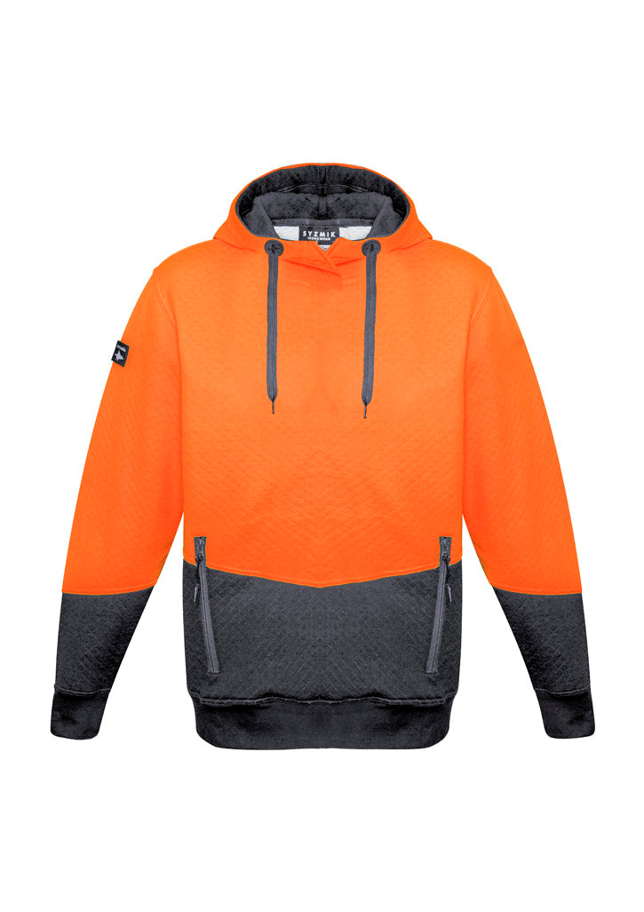 Unisex Hi Vis Textured Jacquard Hoodie - Orange/Charcoal