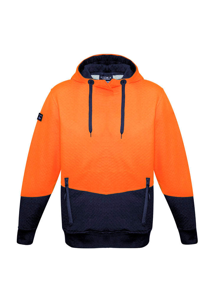 Unisex Hi Vis Textured Jacquard Hoodie - Orange/Navy