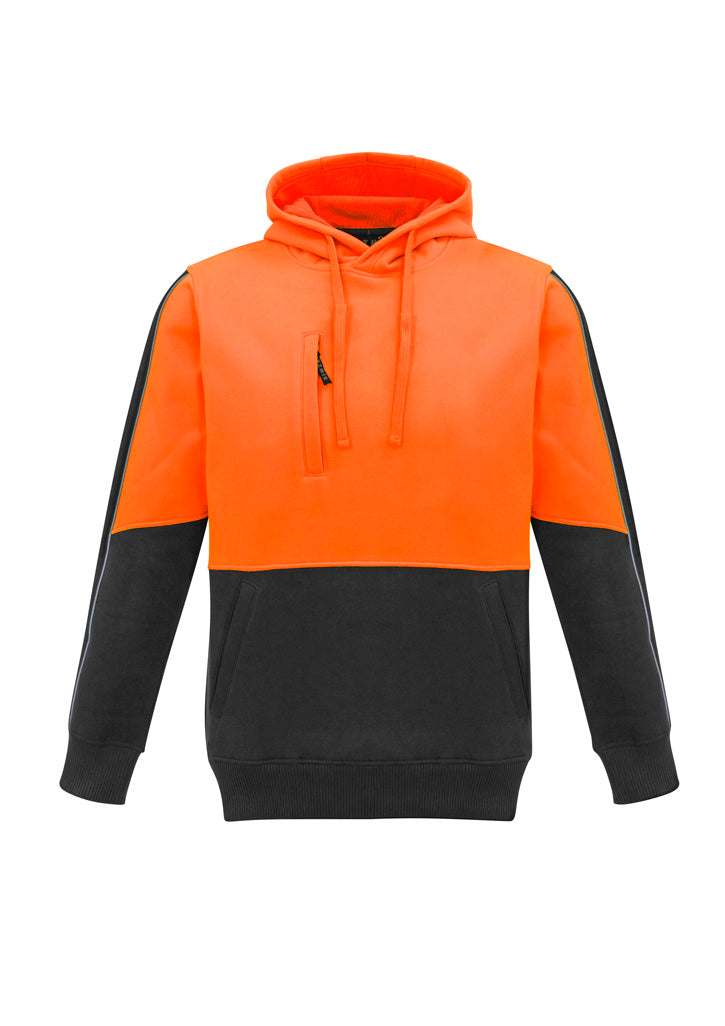 Unisex Hi Vis Pullover Hoodie - Orange/Charcoal