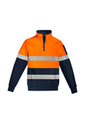 Mens Hi Vis 1/4 Zip Pullover - Hoop Taped - Orange/Navy