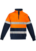Unisex Hi Vis 1/4 Zip Pullover - Hoop Taped - Orange/Navy