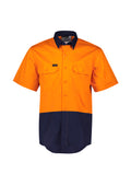Mens Hi Vis Short Sleeve Shirt - Orange/Navy
