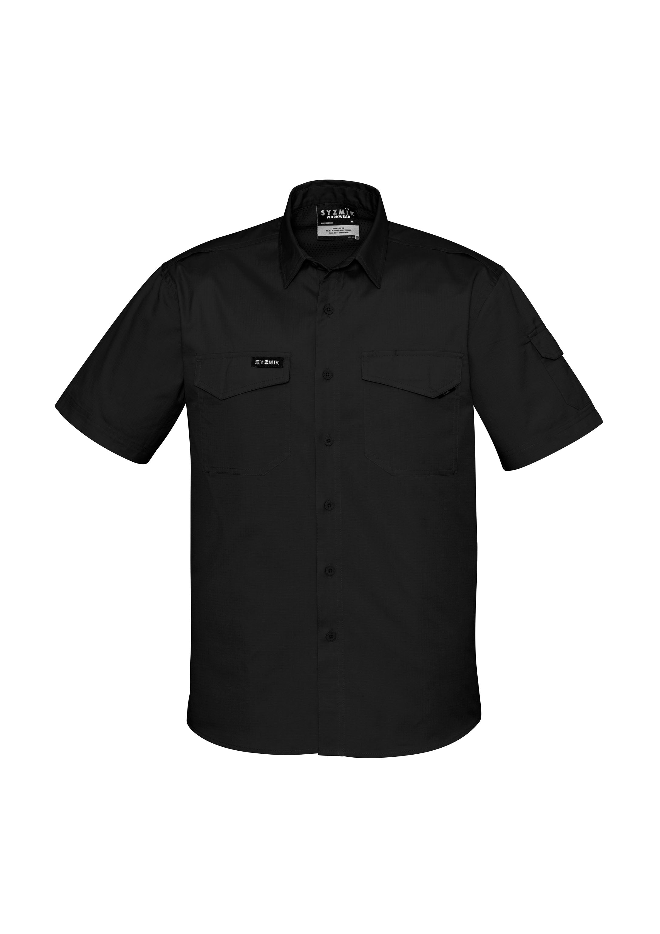Mens Rugged Cooling Short Sleeve Shirt - Black