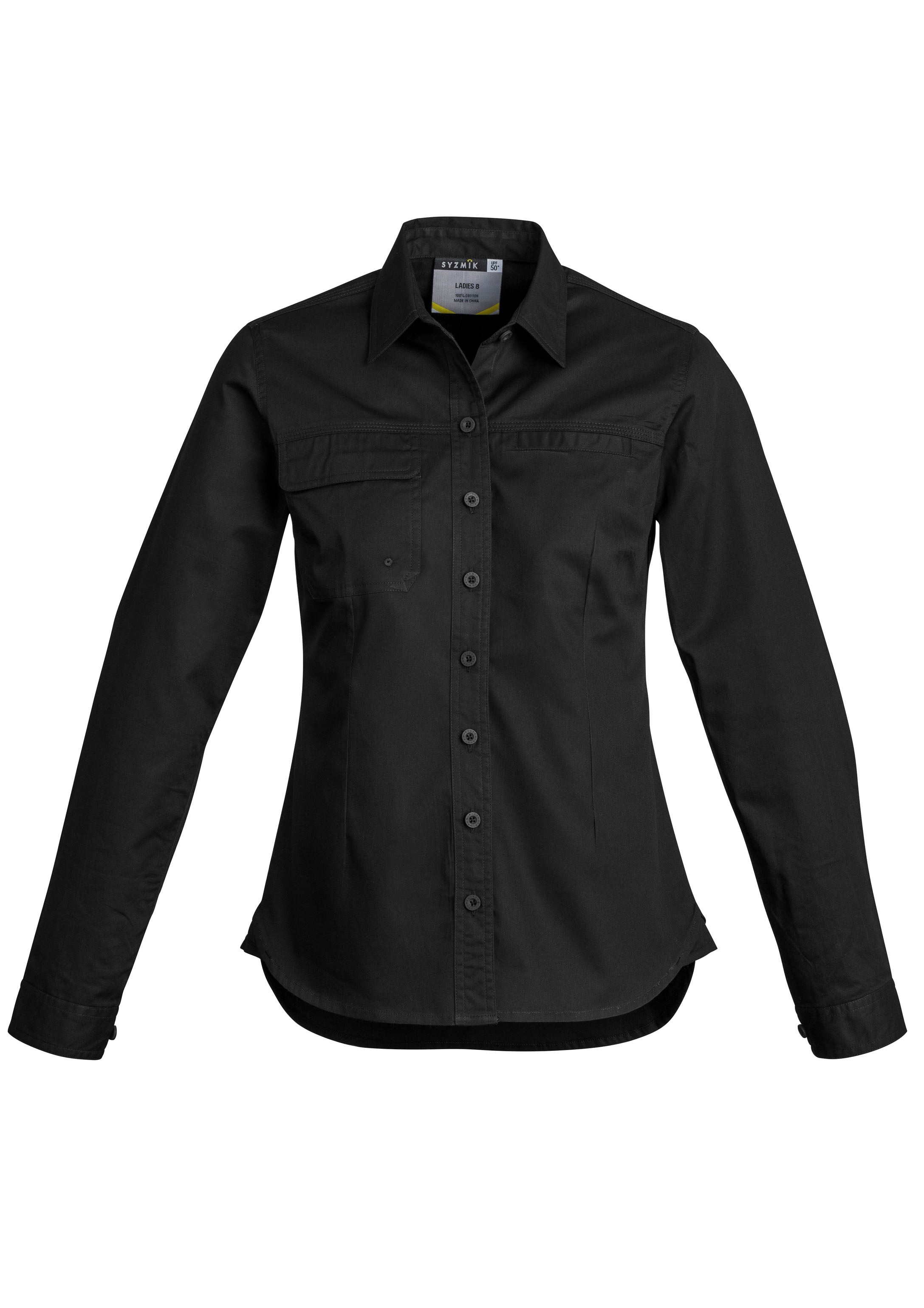 Womens Lightweight Tradie Long Sleeve Shirt - Black